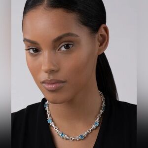 blue topaz caviar Elegant Silver and Blue Necklace
